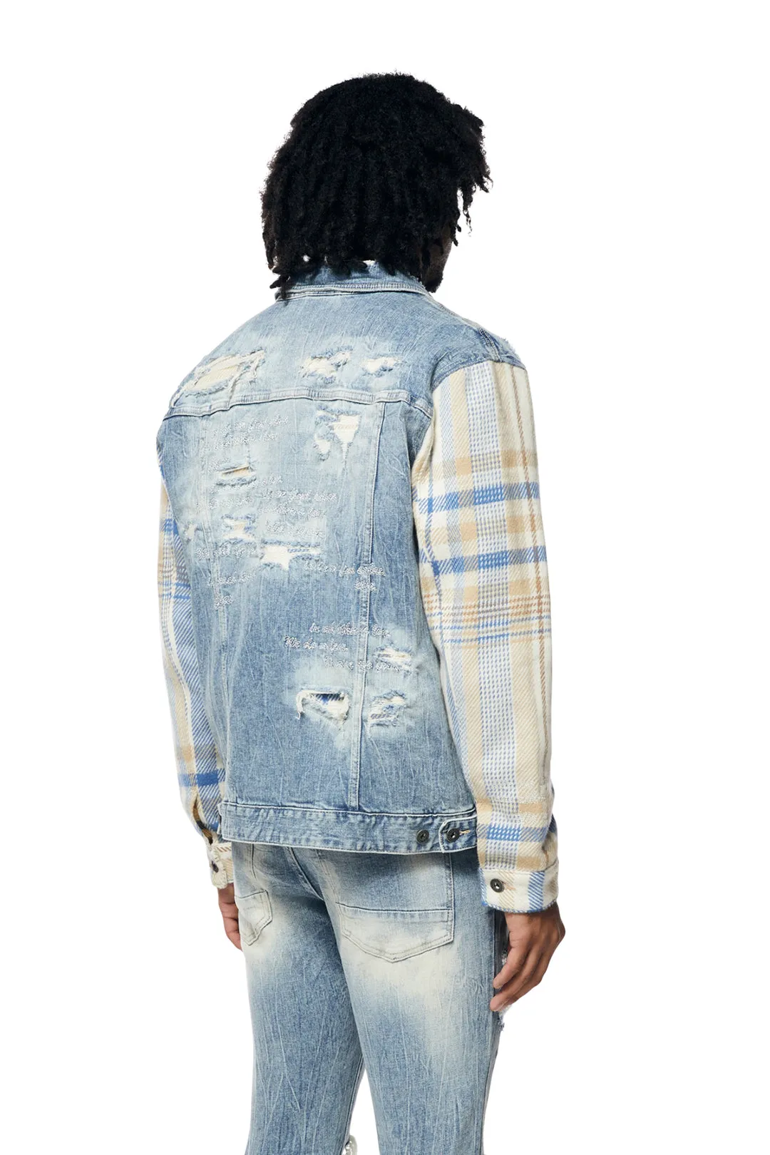 Smoke Rise Men's Embroidered Plaid Backed Denim Jacket