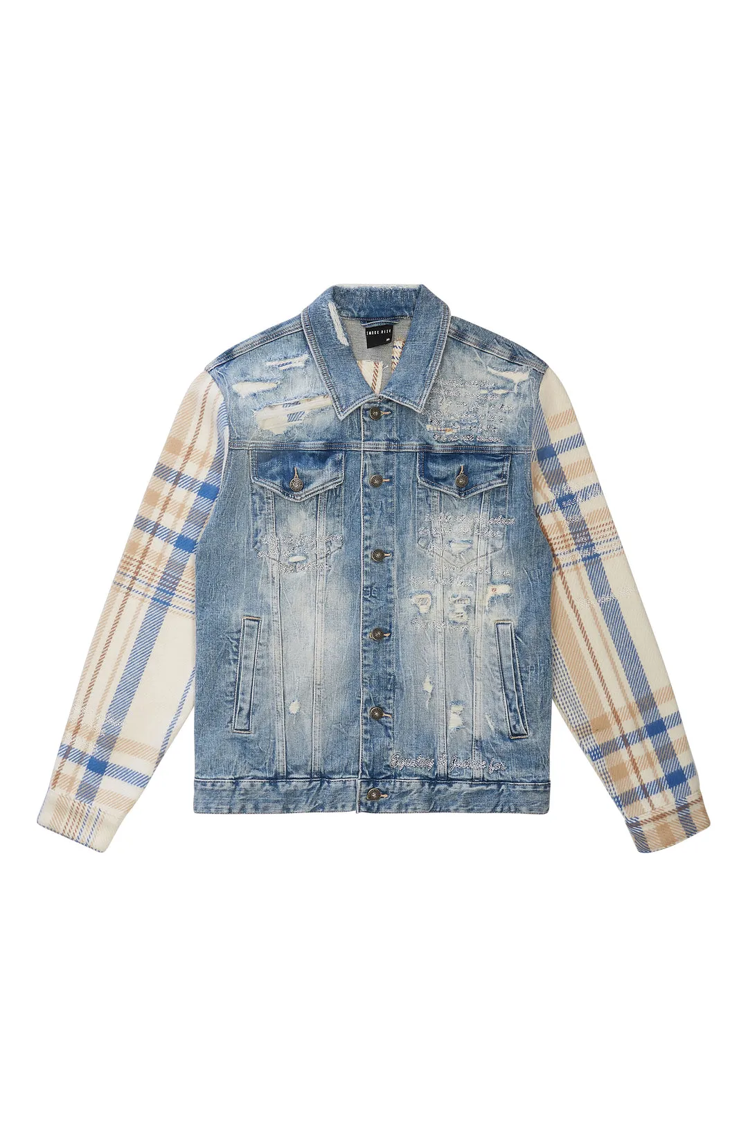 Smoke Rise Men's Embroidered Plaid Backed Denim Jacket