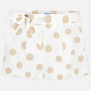 SS19 Mayoral Older Girls Cream & Gold Polka Dot Shorts 6211