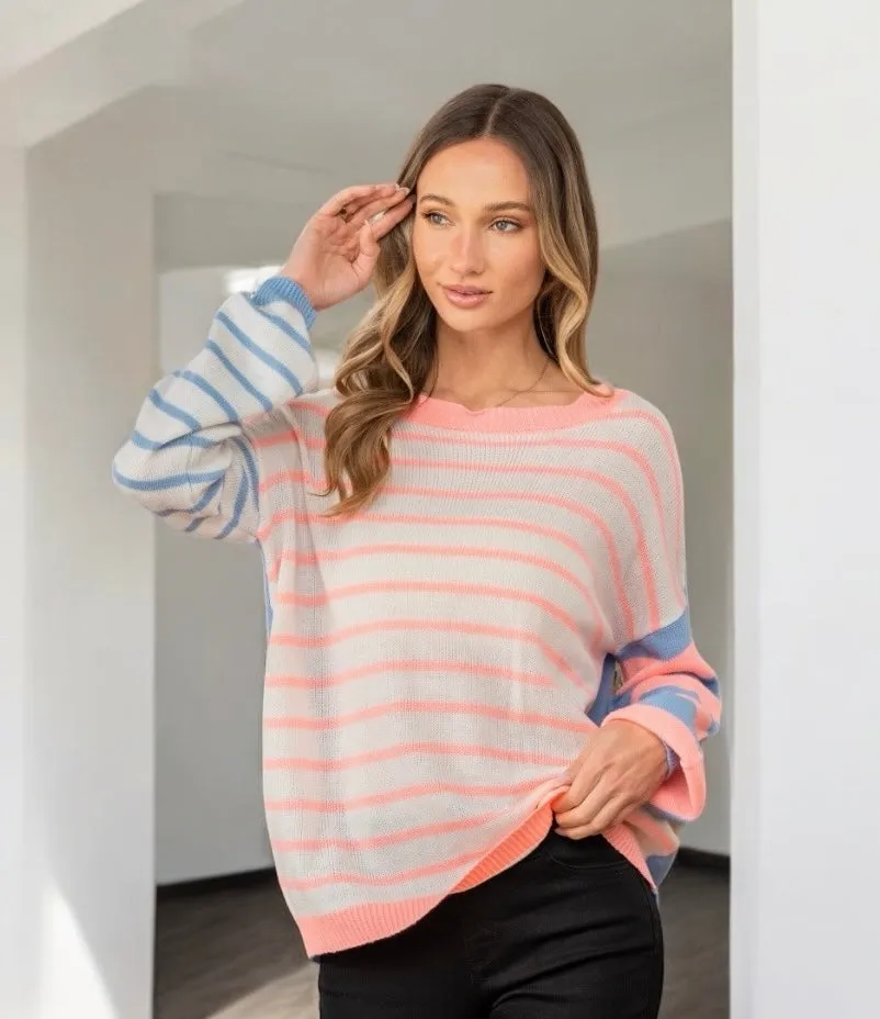 Striped Dropped Shoulder Sweater