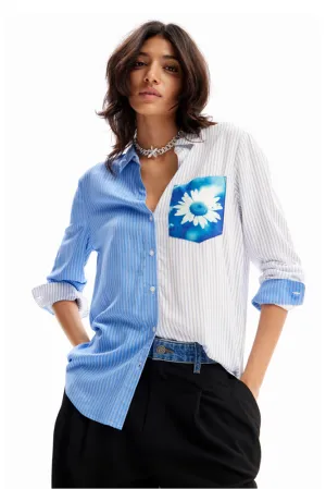 Striped Patchwork Flower Shirt By Desigual