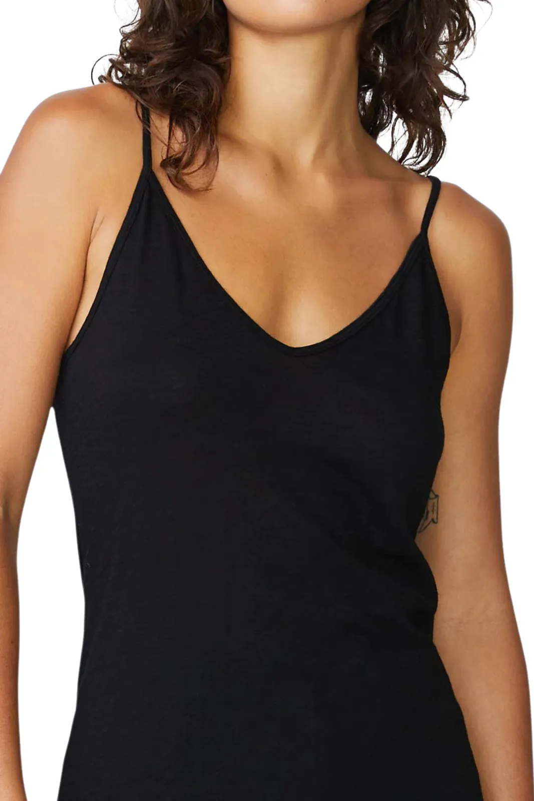 Supima Slub Jersey V-Neck Cami, Black