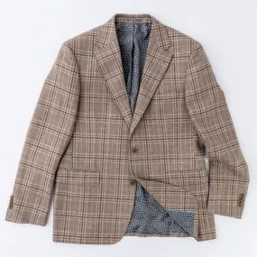 Tan Plaid with Blue & Lavender Deco Wool Sport Coat