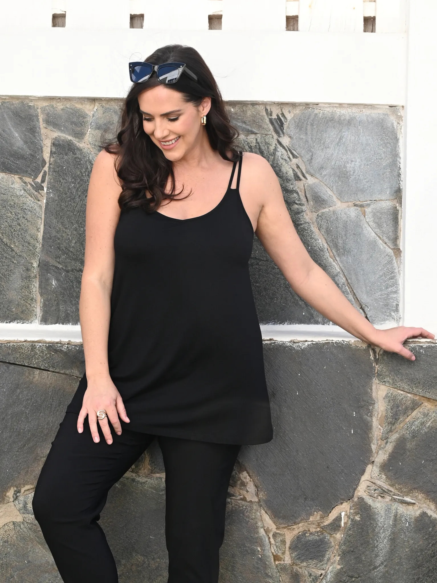 Tania Jersey Vest Top - Black