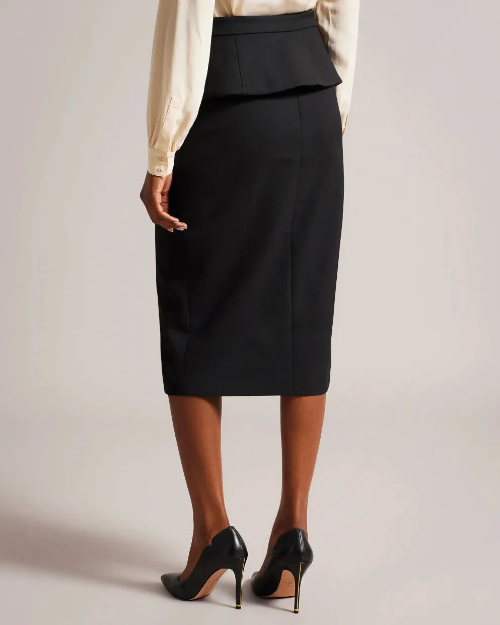 Ted Baker Floreei Slimline Midi Skirt With Peplum | Black