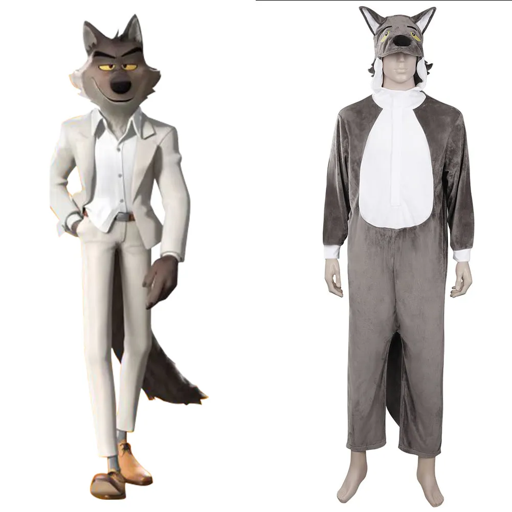 The Bad Guys Wolf Cosplay Costume Sleepwear Jumpsuit Pajamas  Halloween Carnival Suit