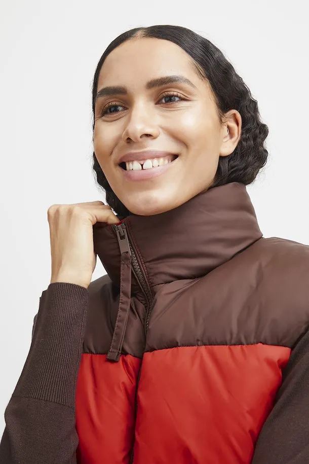 The Bomina Cropped Puffer Vest - Aurora Red