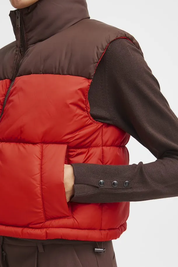 The Bomina Cropped Puffer Vest - Aurora Red