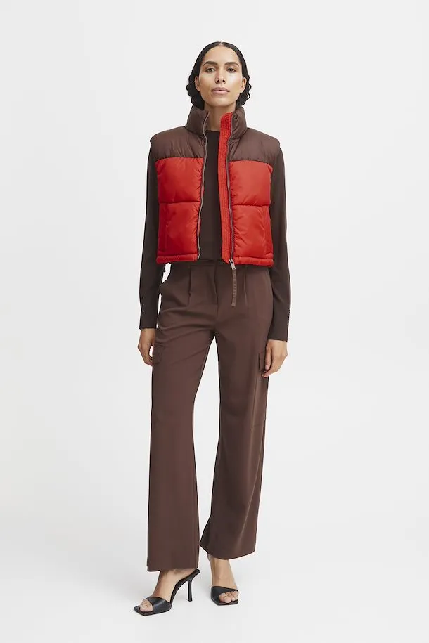 The Bomina Cropped Puffer Vest - Aurora Red