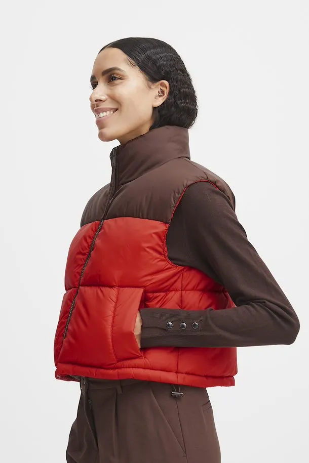 The Bomina Cropped Puffer Vest - Aurora Red