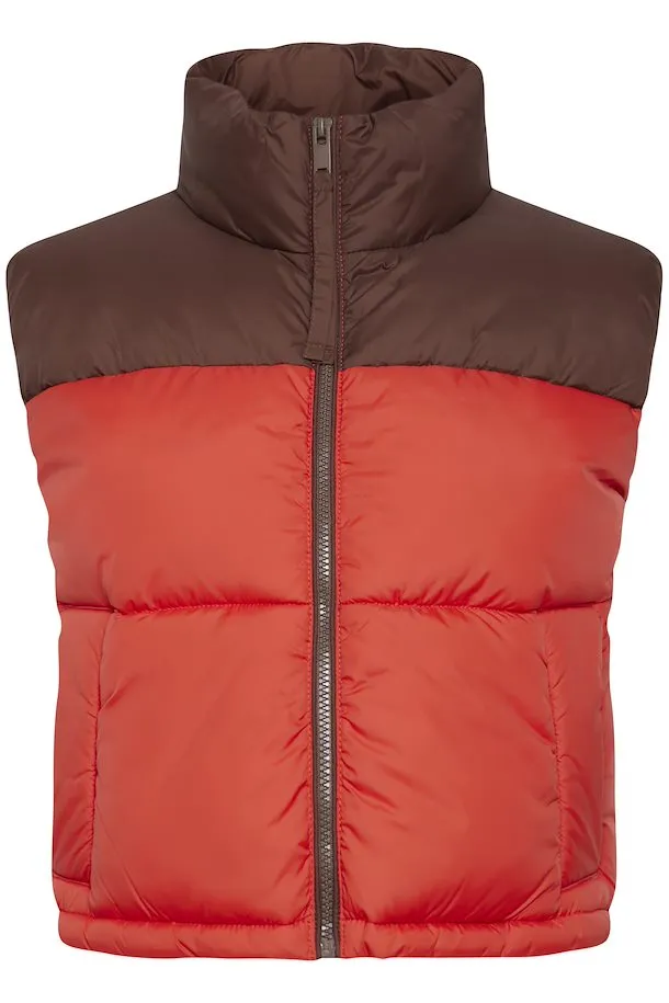 The Bomina Cropped Puffer Vest - Aurora Red