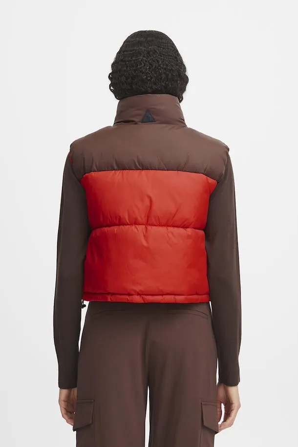 The Bomina Cropped Puffer Vest - Aurora Red