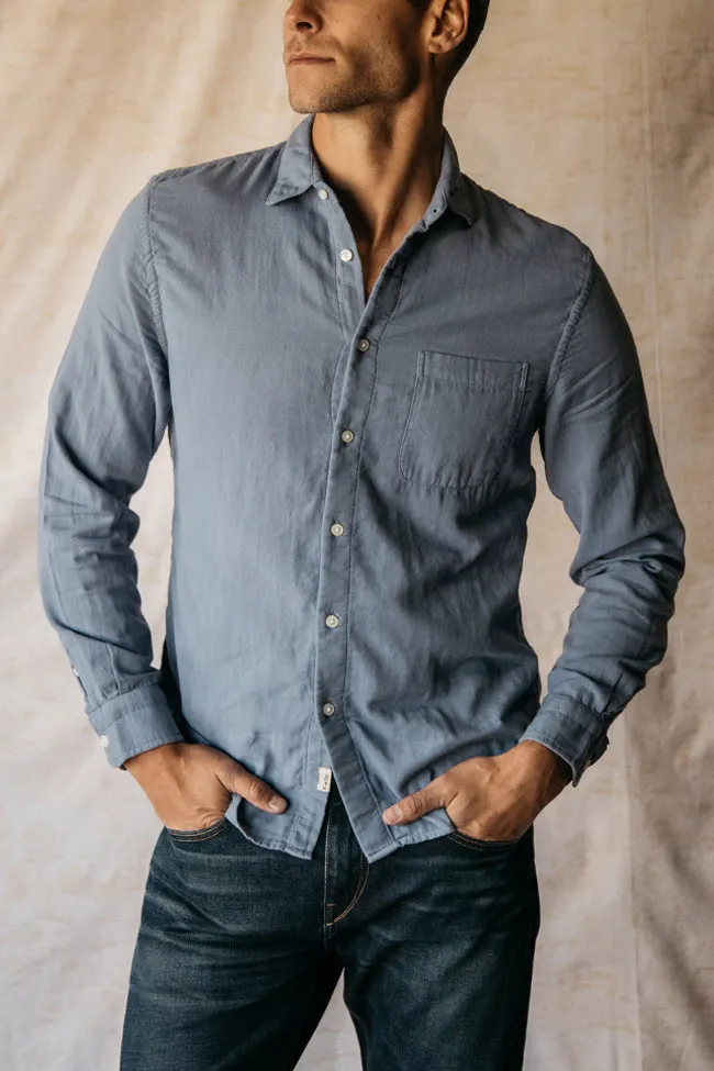 The Ripper Double Gauze Organic Cotton Shirt - Matte Blue