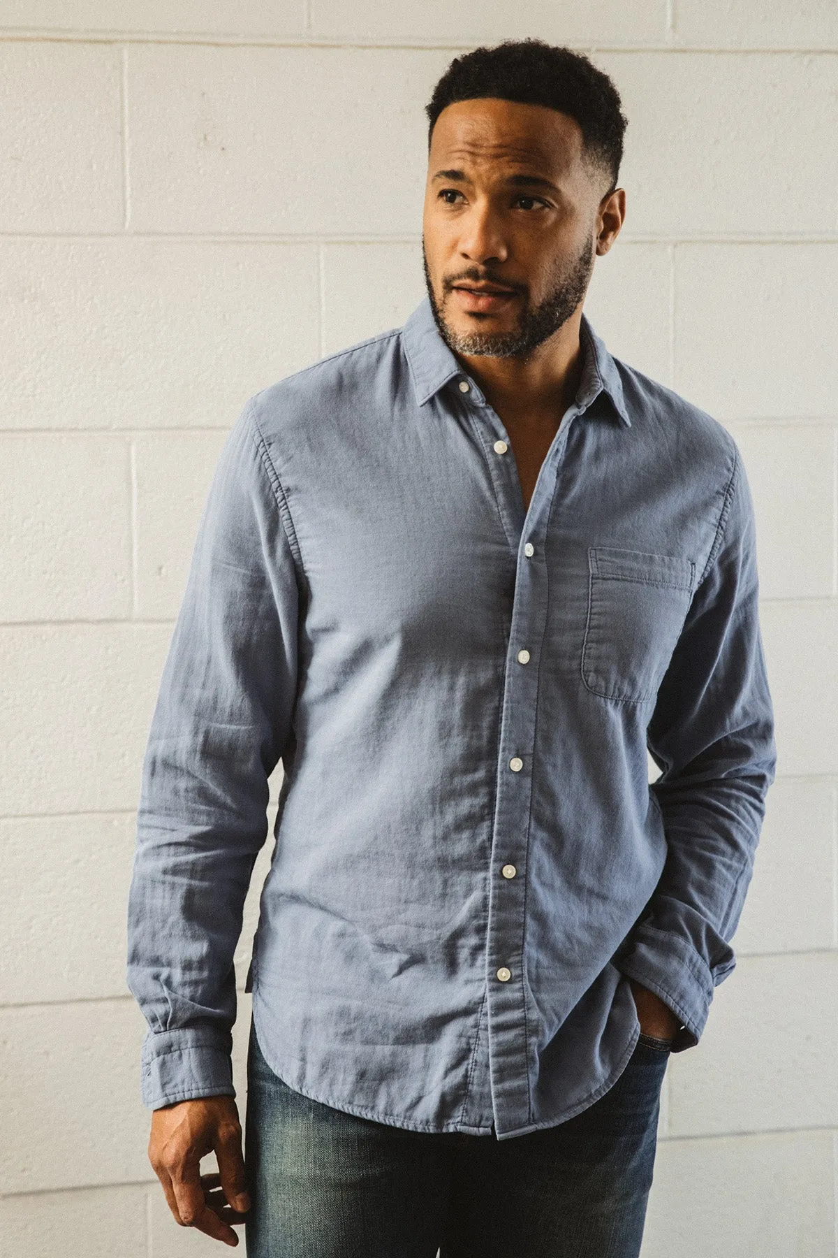 The Ripper Double Gauze Organic Cotton Shirt - Matte Blue