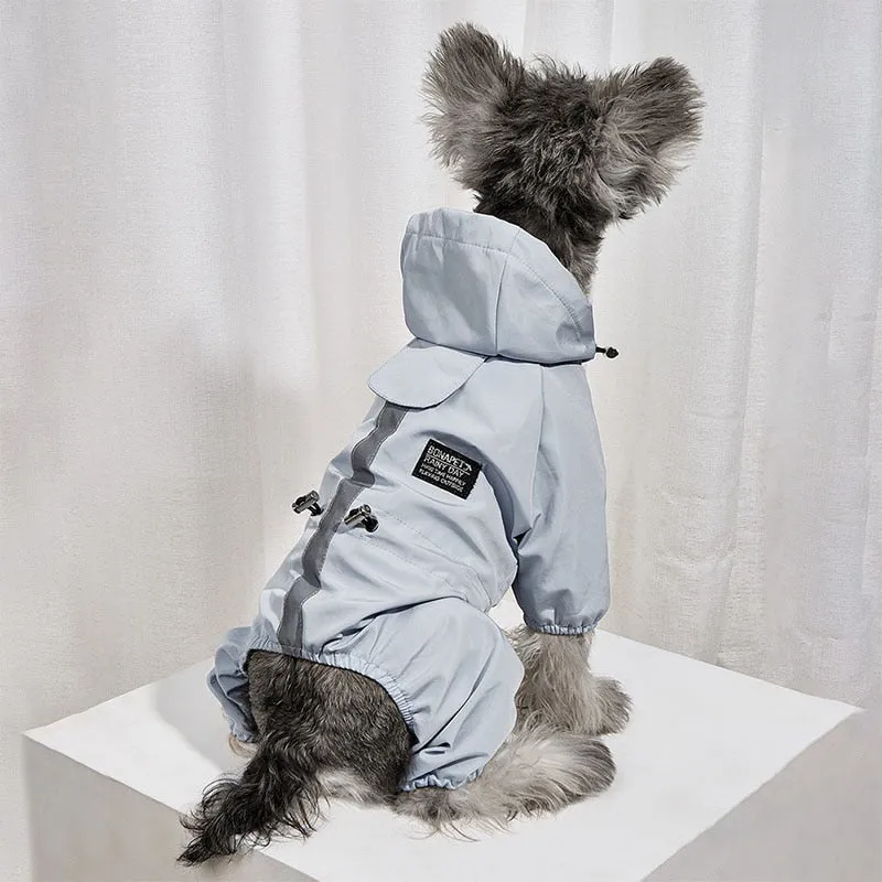 The Waterproof Reflective Dog Raincoat - Dusty Blue