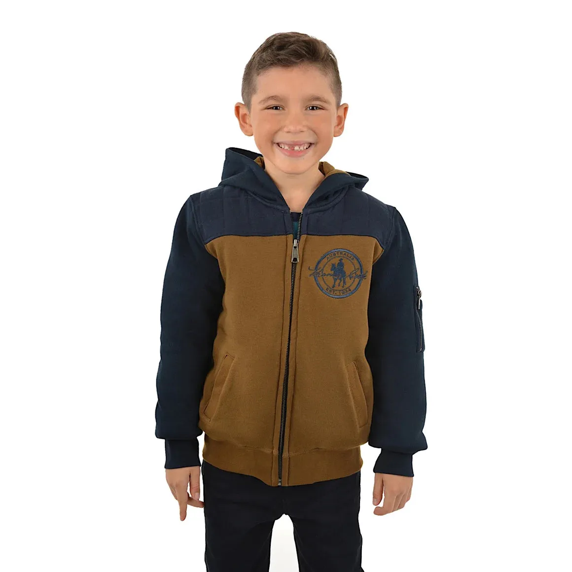 Thomas Cook Boys Original Zip Through Hoodie Navy/Tan