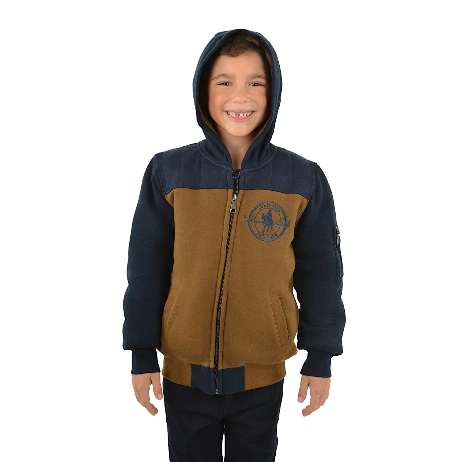 Thomas Cook Boys TC Original Zip Through Hoodie Navy/Tan