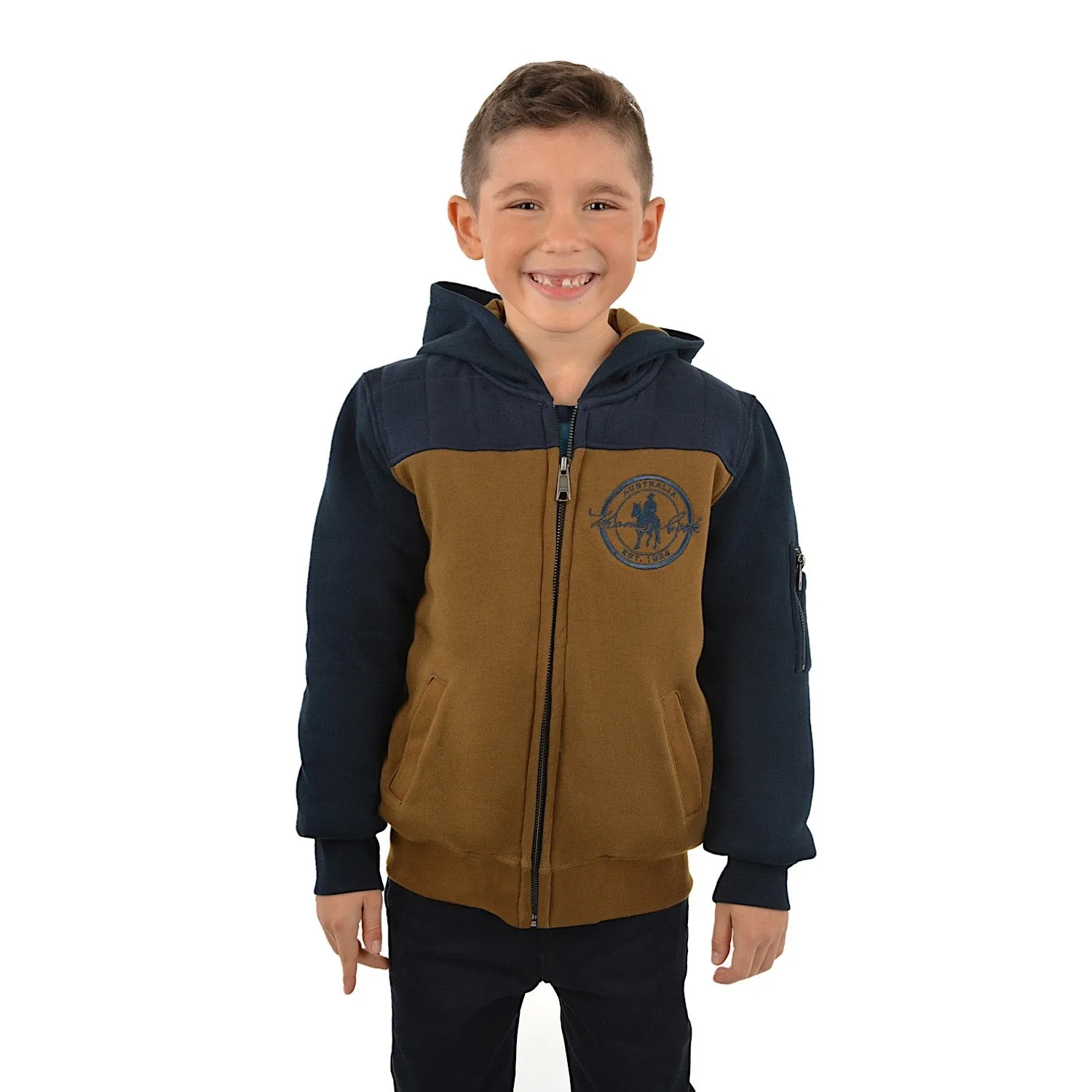 Thomas Cook Boys TC Original Zip Through Hoodie Navy/Tan