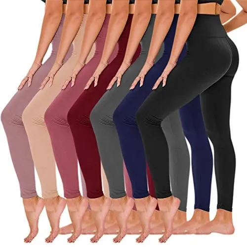 TNNZEET 7 Pack High Waisted Leggings for Women - Buttery Soft Workout Running Yoga Pants