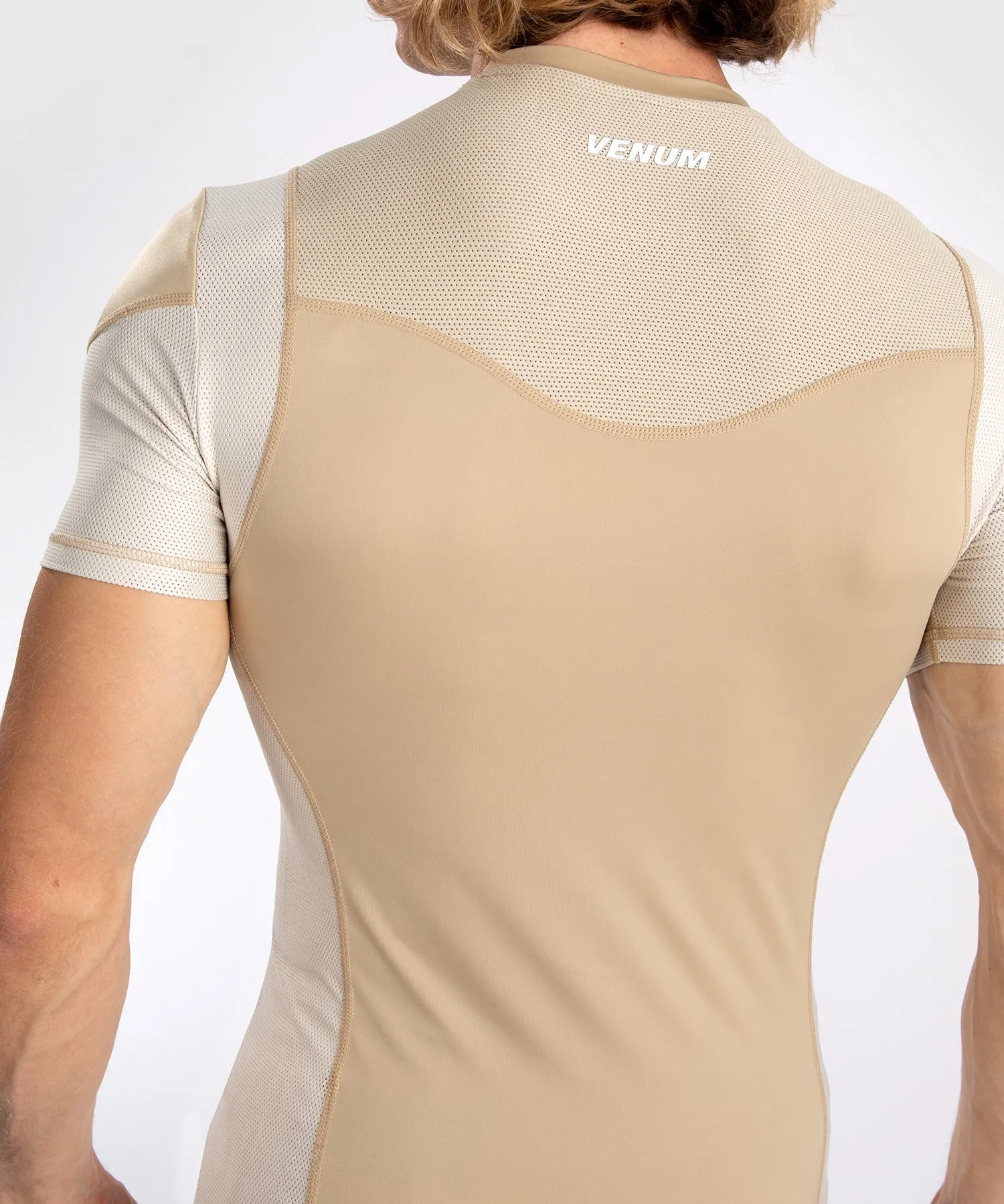 Venum Tempest Men's Short Sleeve Rashguard - Beige/Sand