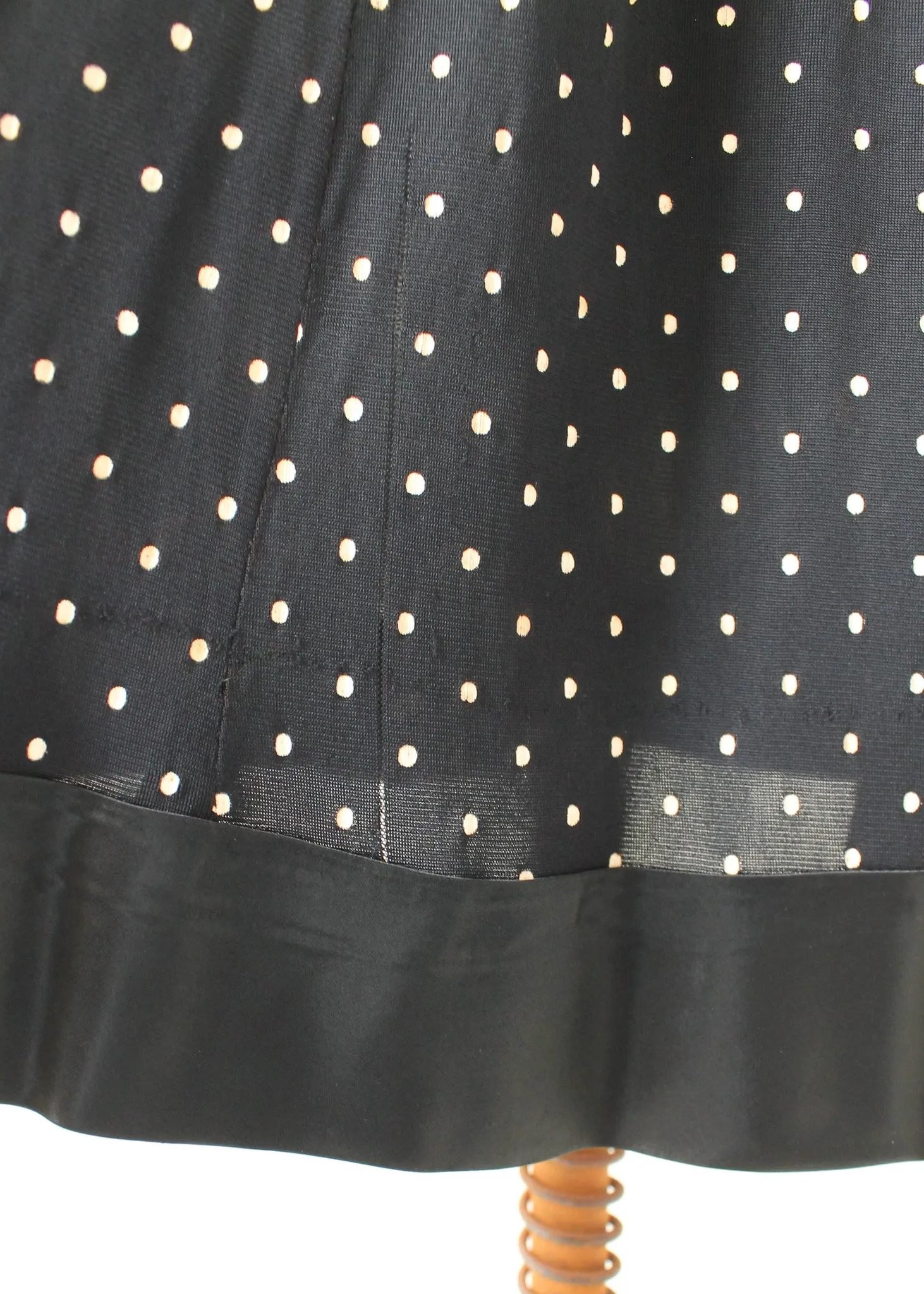 Vintage 1930s Black Polka Dot Rayon Jersey Suit Dress