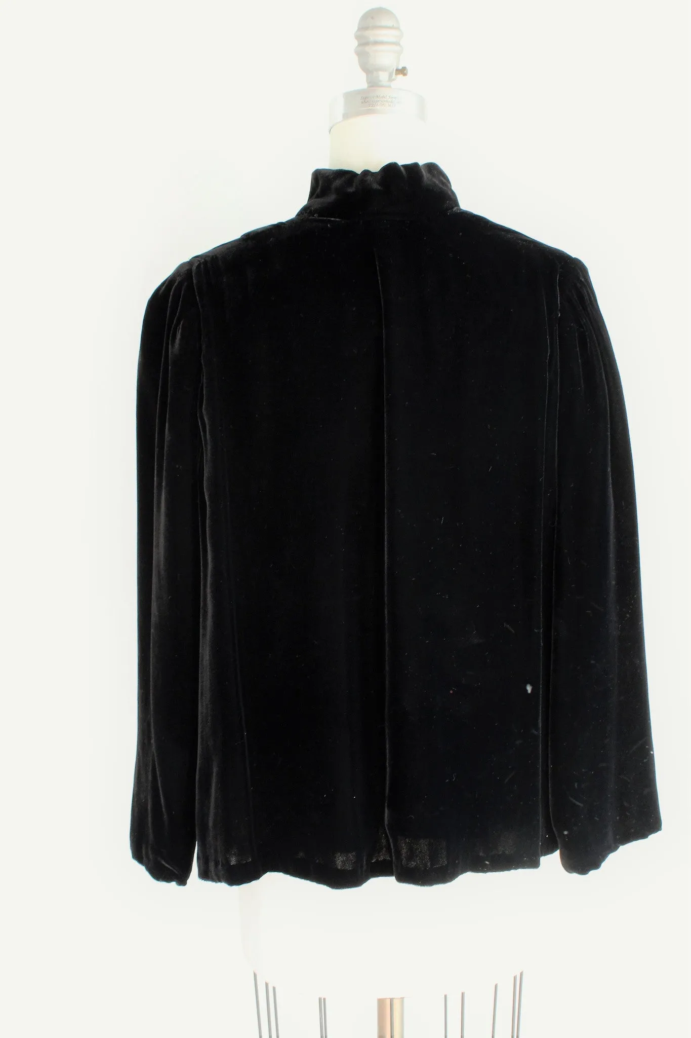 Vintage 1960s Black Velvet Quilted Opera Coat, Short Evening Cocktail Jacket