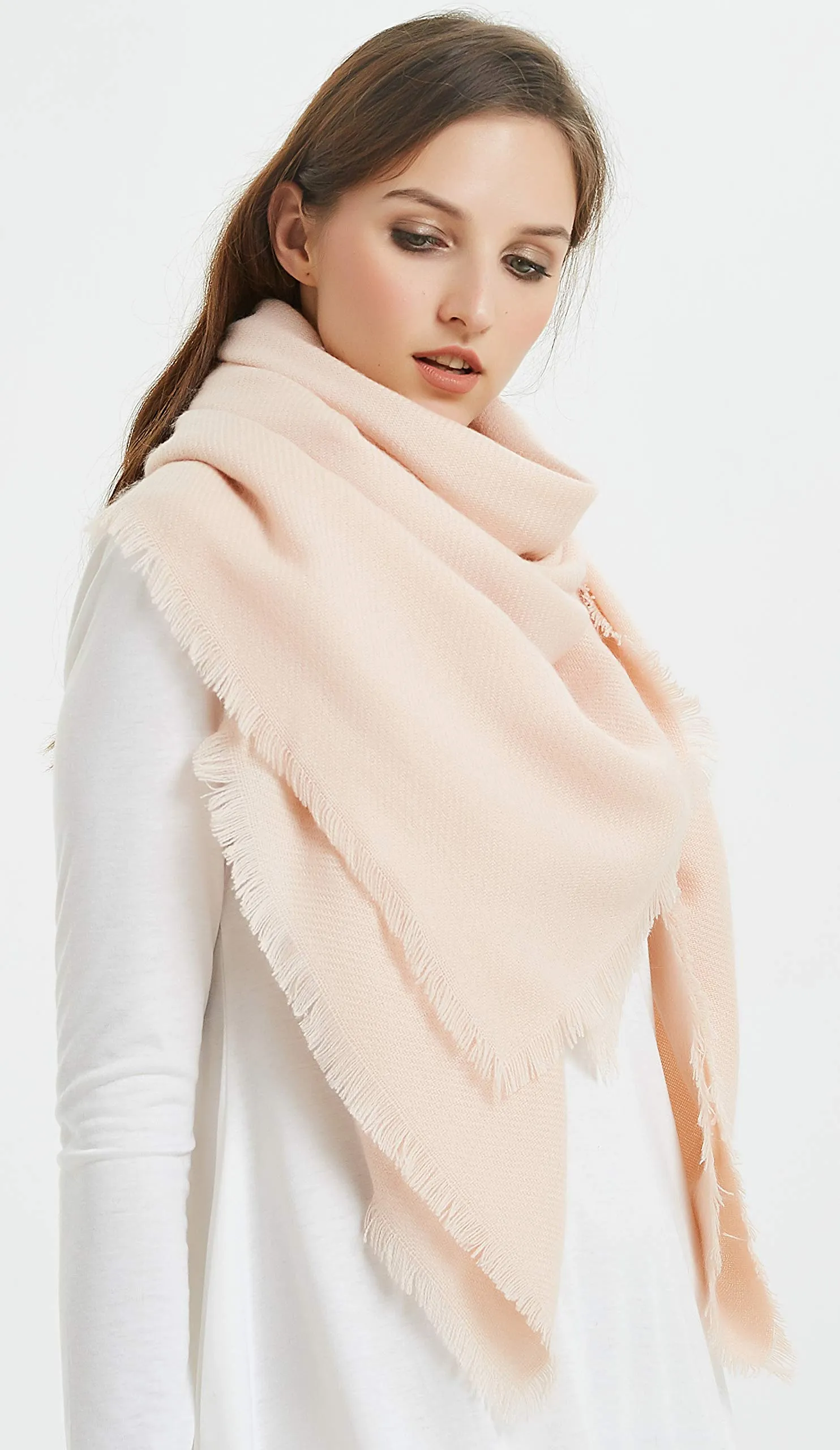 VIVIAN & VINCENT Soft Classic Luxurious Blanket Solid Color Square Scarf Wrap