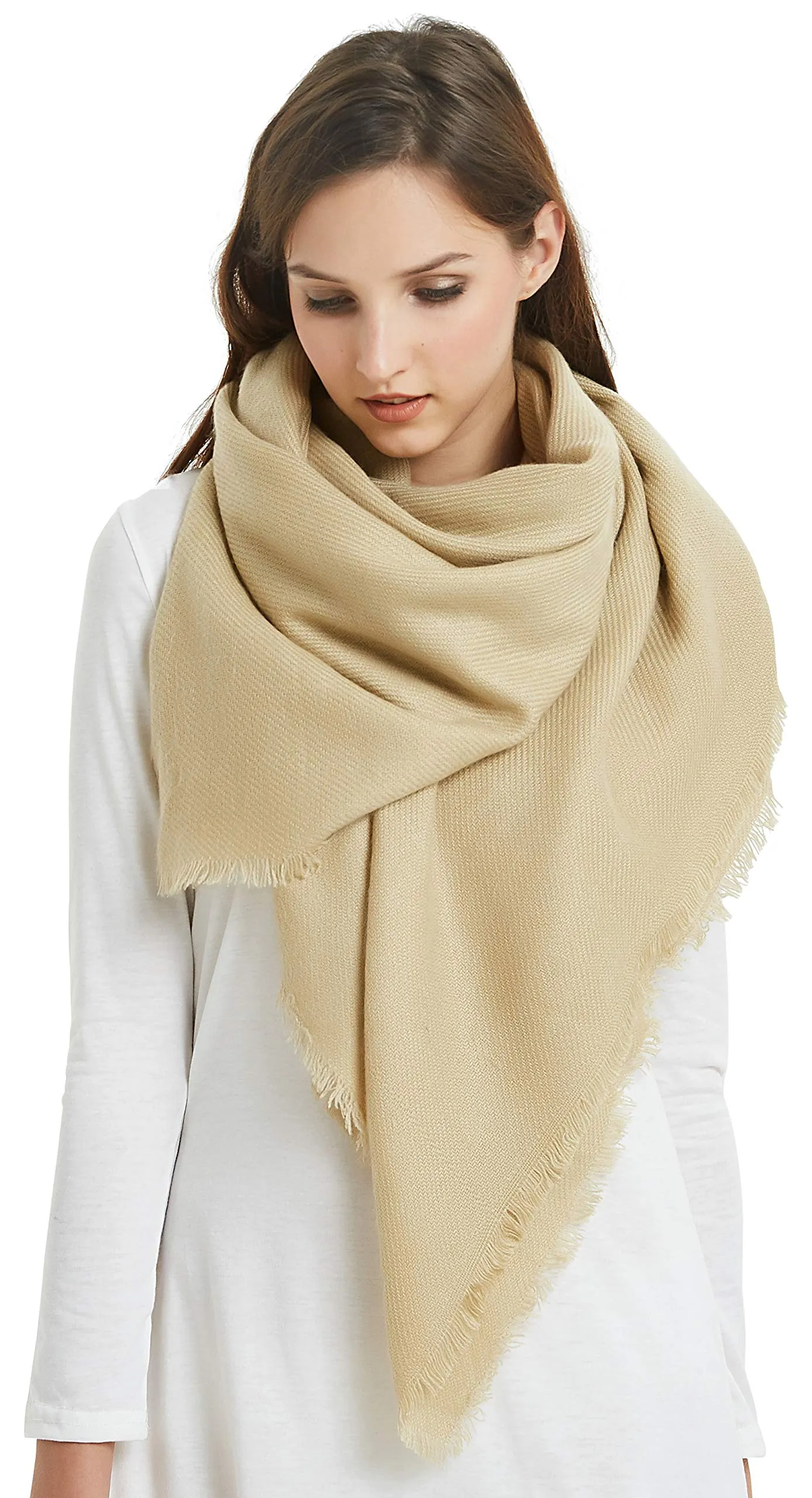 VIVIAN & VINCENT Soft Classic Luxurious Blanket Solid Color Square Scarf Wrap