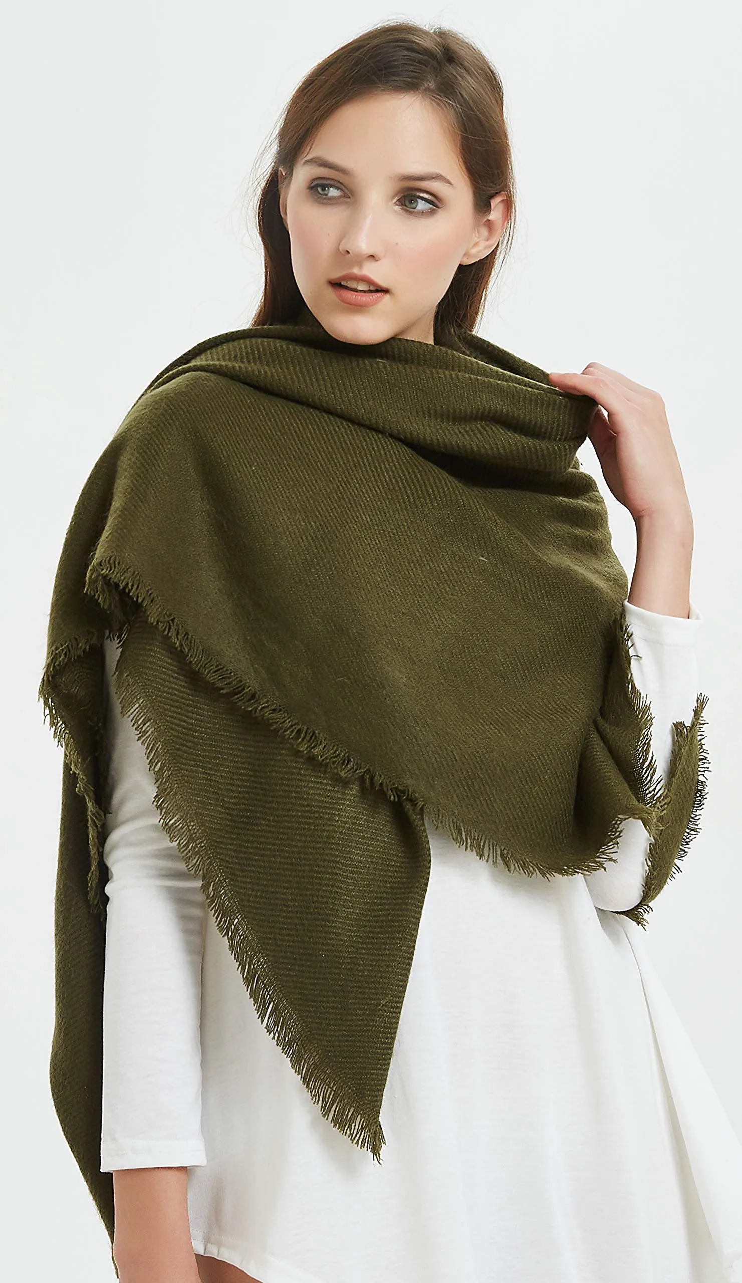 VIVIAN & VINCENT Soft Classic Luxurious Blanket Solid Color Square Scarf Wrap