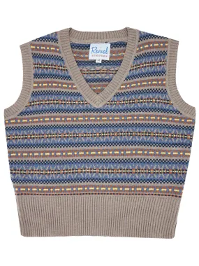 Walter Vintage Fairisle Tank Top - Tawny Grey