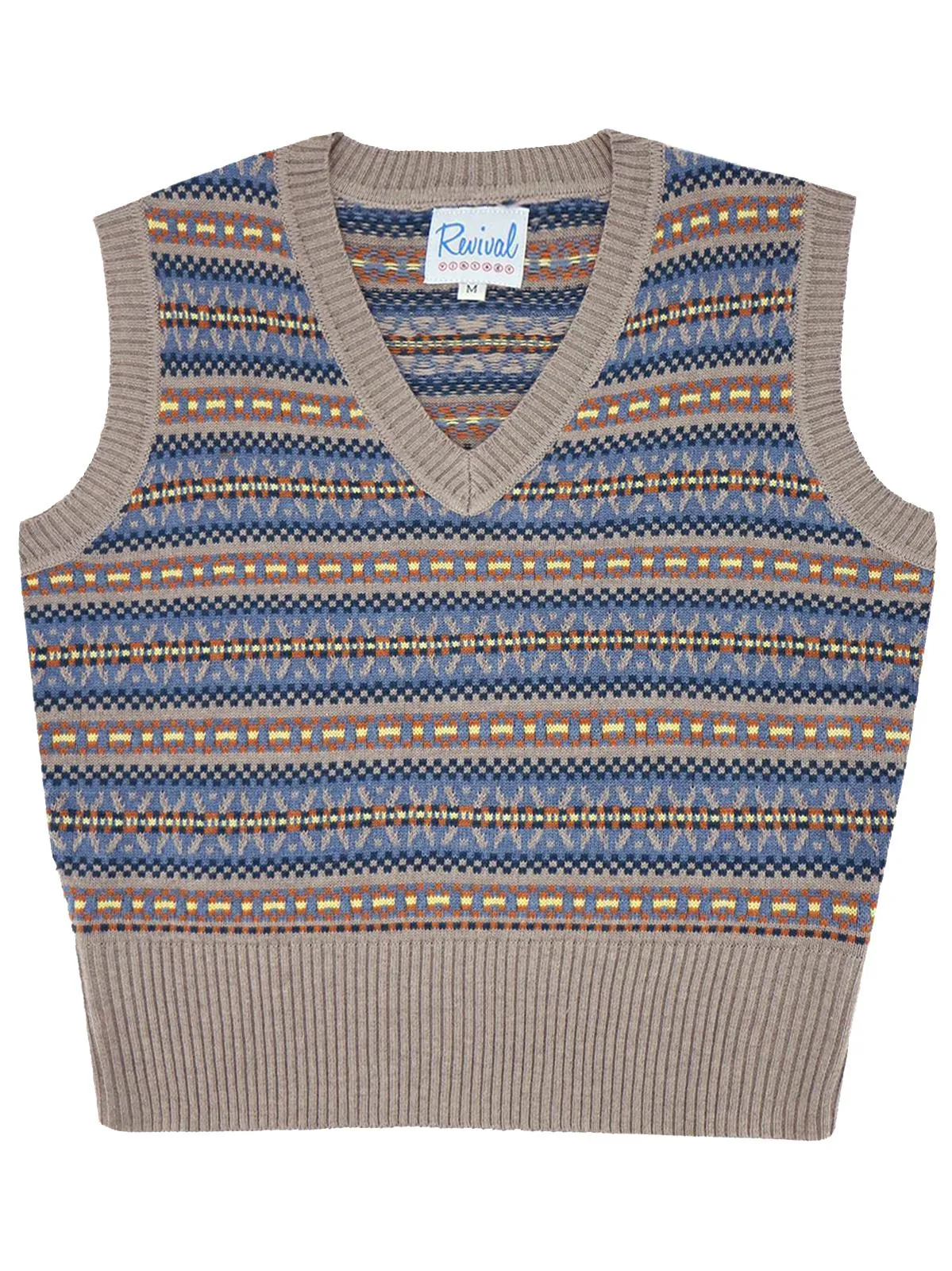 Walter Vintage Fairisle Tank Top - Tawny Grey