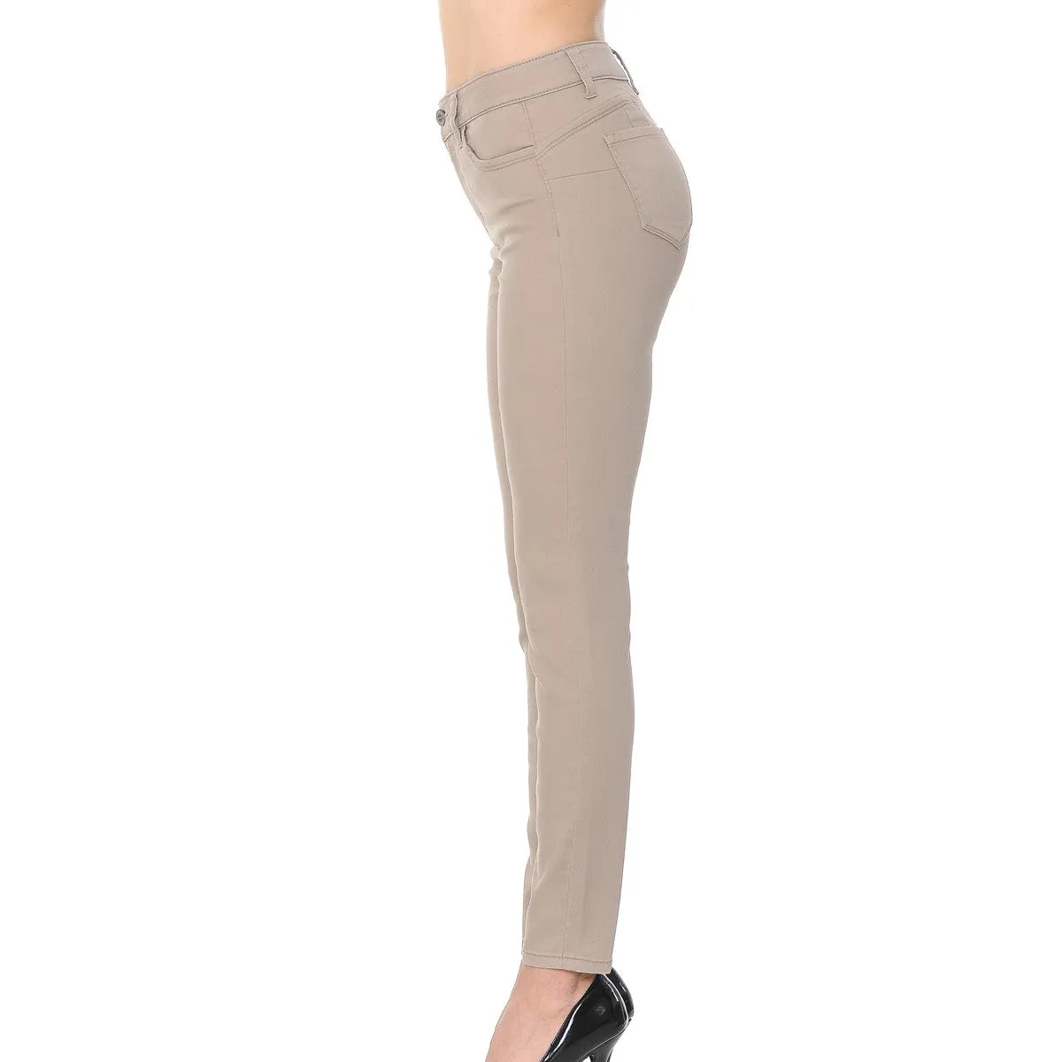 Wax Denim Women's Juniors Push-Up High-Rise Colored Twill Pants