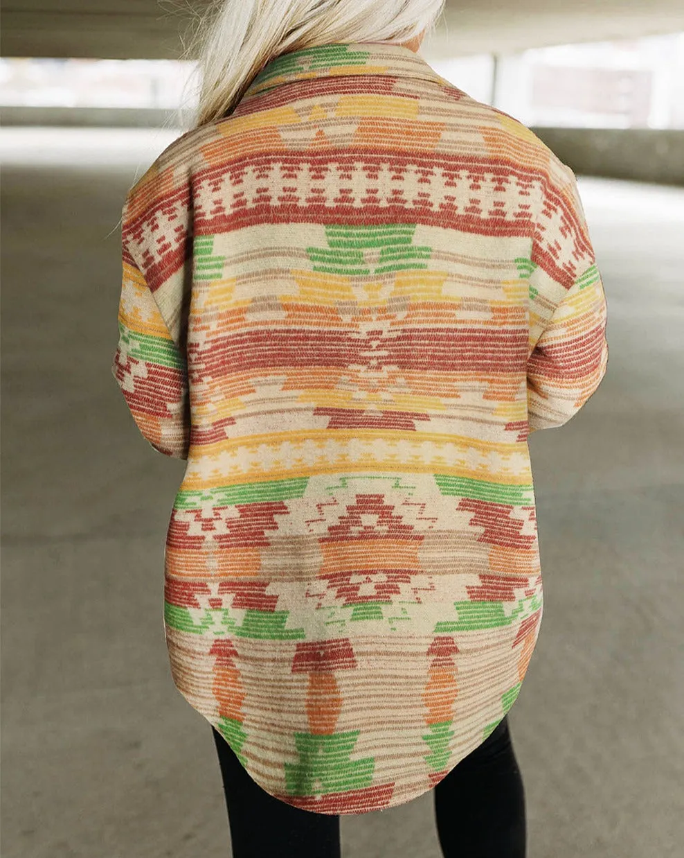 Western Aztec Button Front Shacket