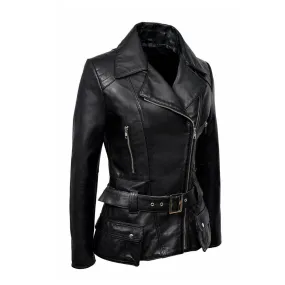 Women Feminine Retro Vintage Biker Leather Jacket