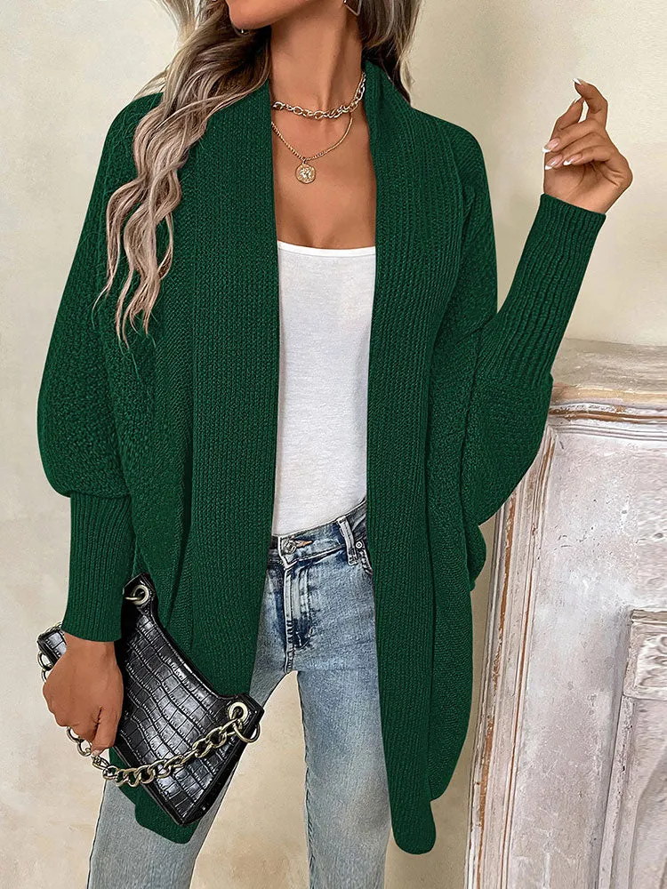 Women Oversized Chunky Wrap Batwing Sleeve Open Front Outwear Coat