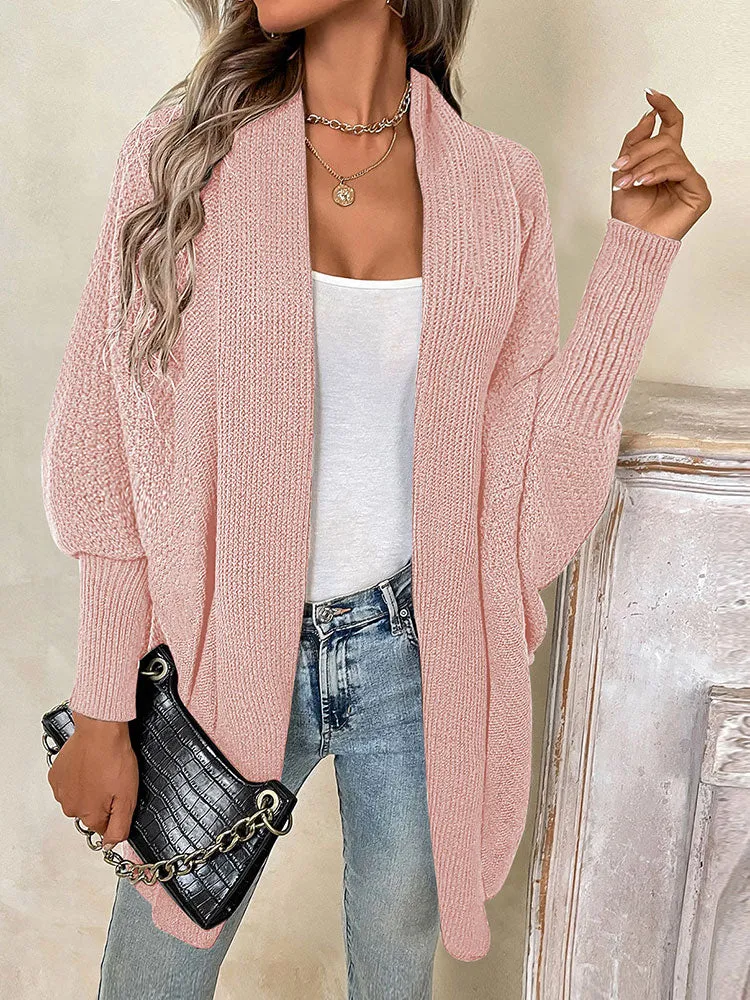 Women Oversized Chunky Wrap Batwing Sleeve Open Front Outwear Coat