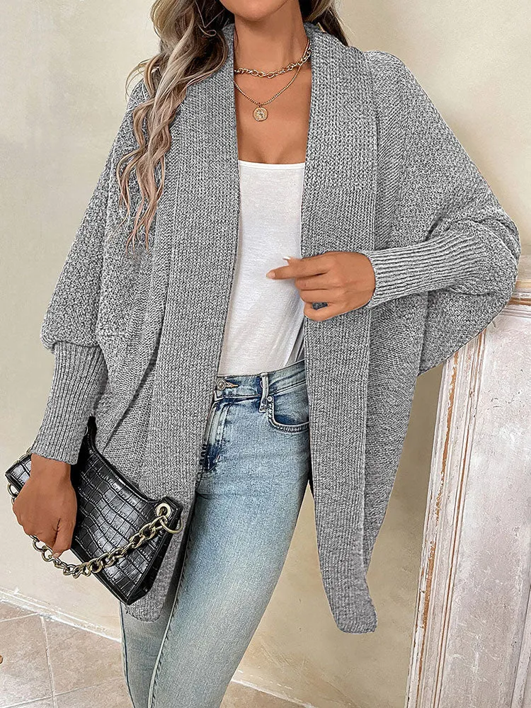 Women Oversized Chunky Wrap Batwing Sleeve Open Front Outwear Coat