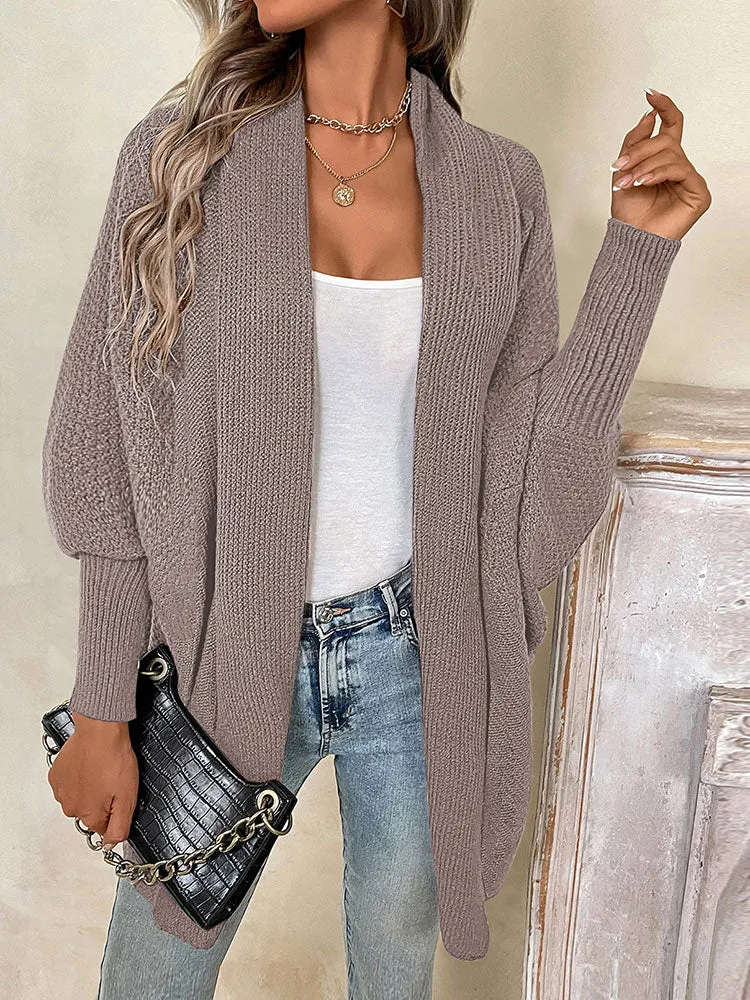 Women Oversized Chunky Wrap Batwing Sleeve Open Front Outwear Coat