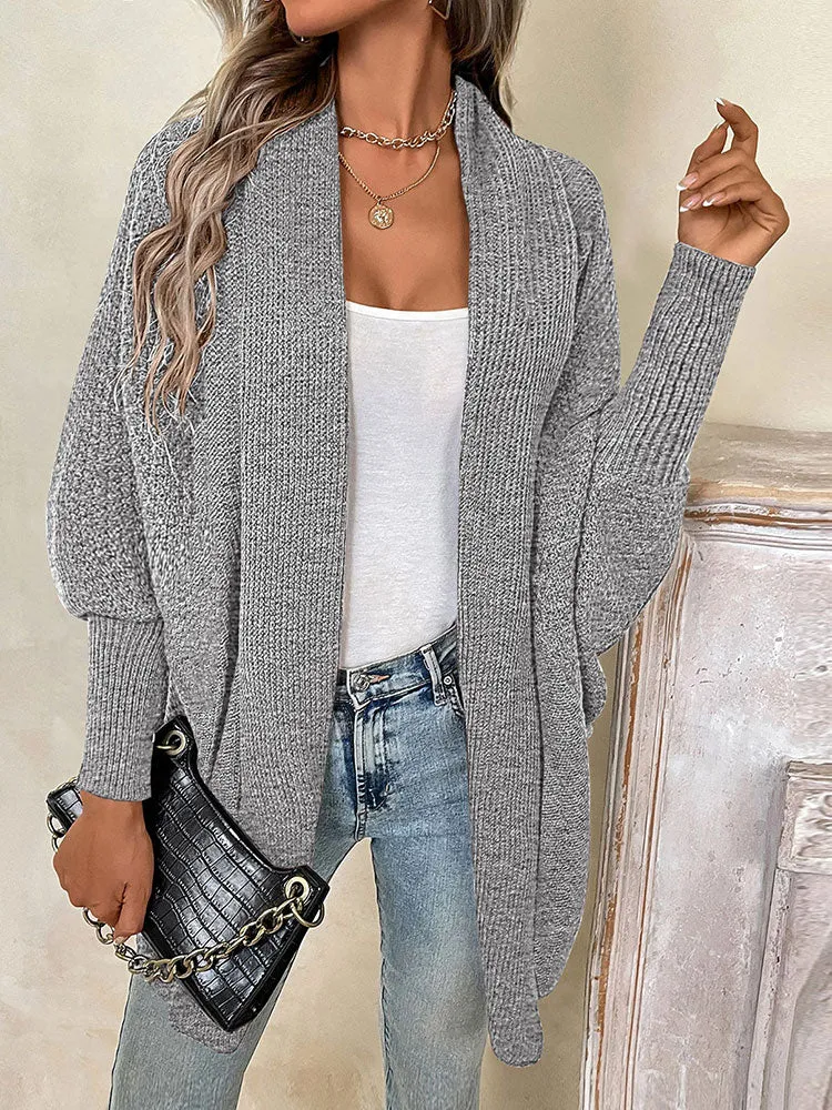 Women Oversized Chunky Wrap Batwing Sleeve Open Front Outwear Coat