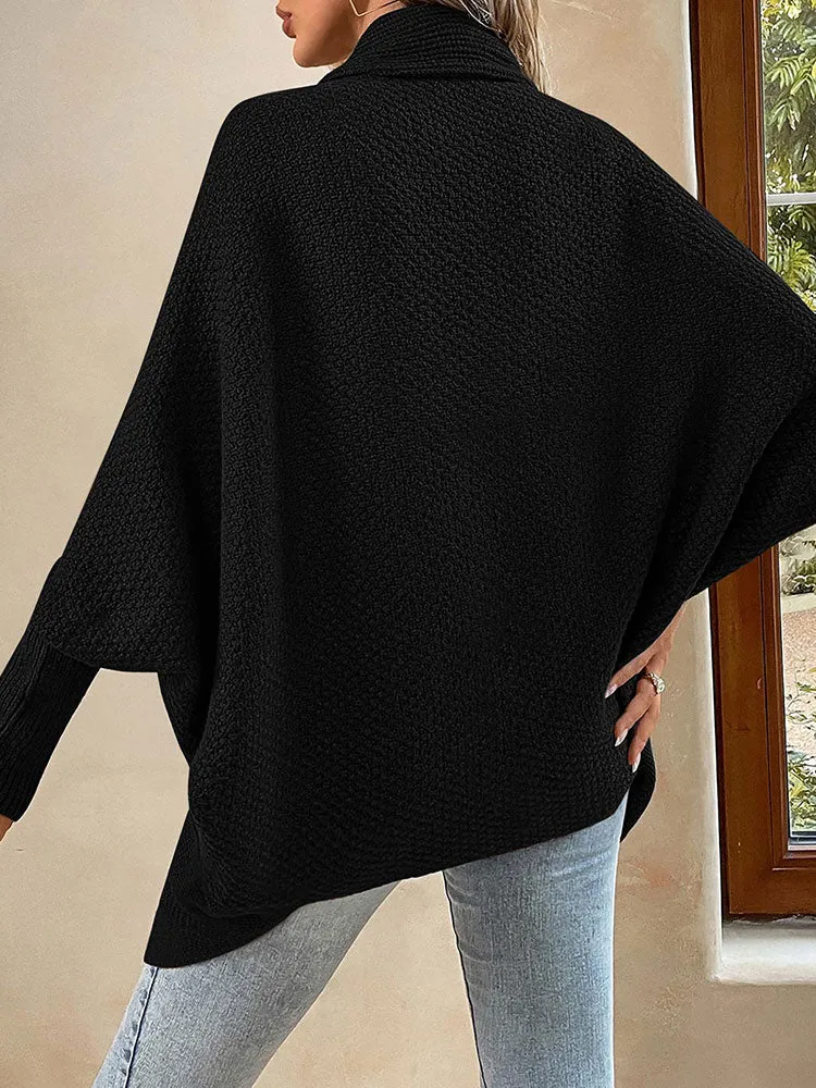 Women Oversized Chunky Wrap Batwing Sleeve Open Front Outwear Coat