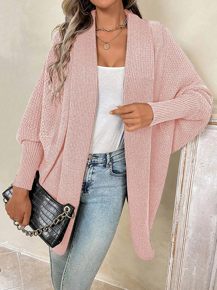 Women Oversized Chunky Wrap Batwing Sleeve Open Front Outwear Coat