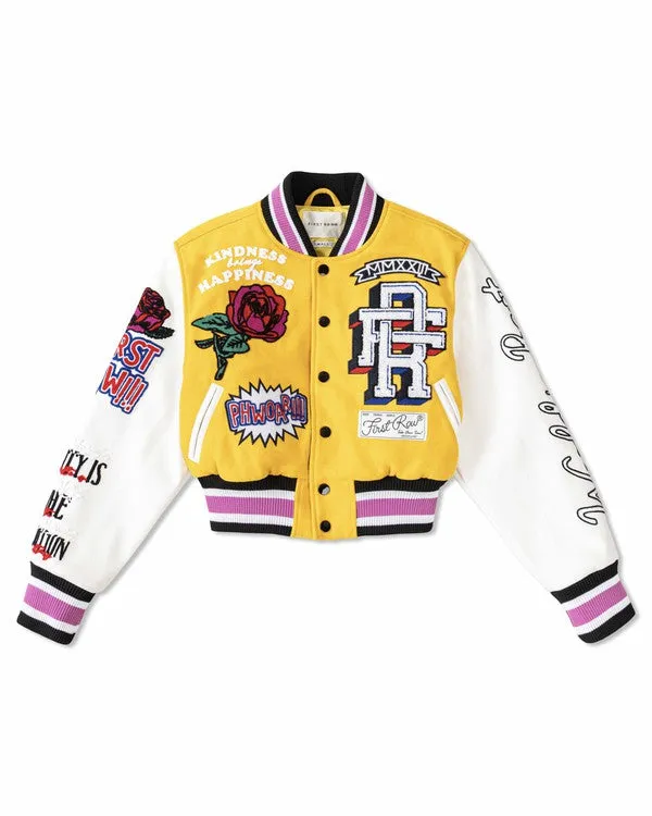 Yellow Flower Phwoar Cropped Varsity Jacket