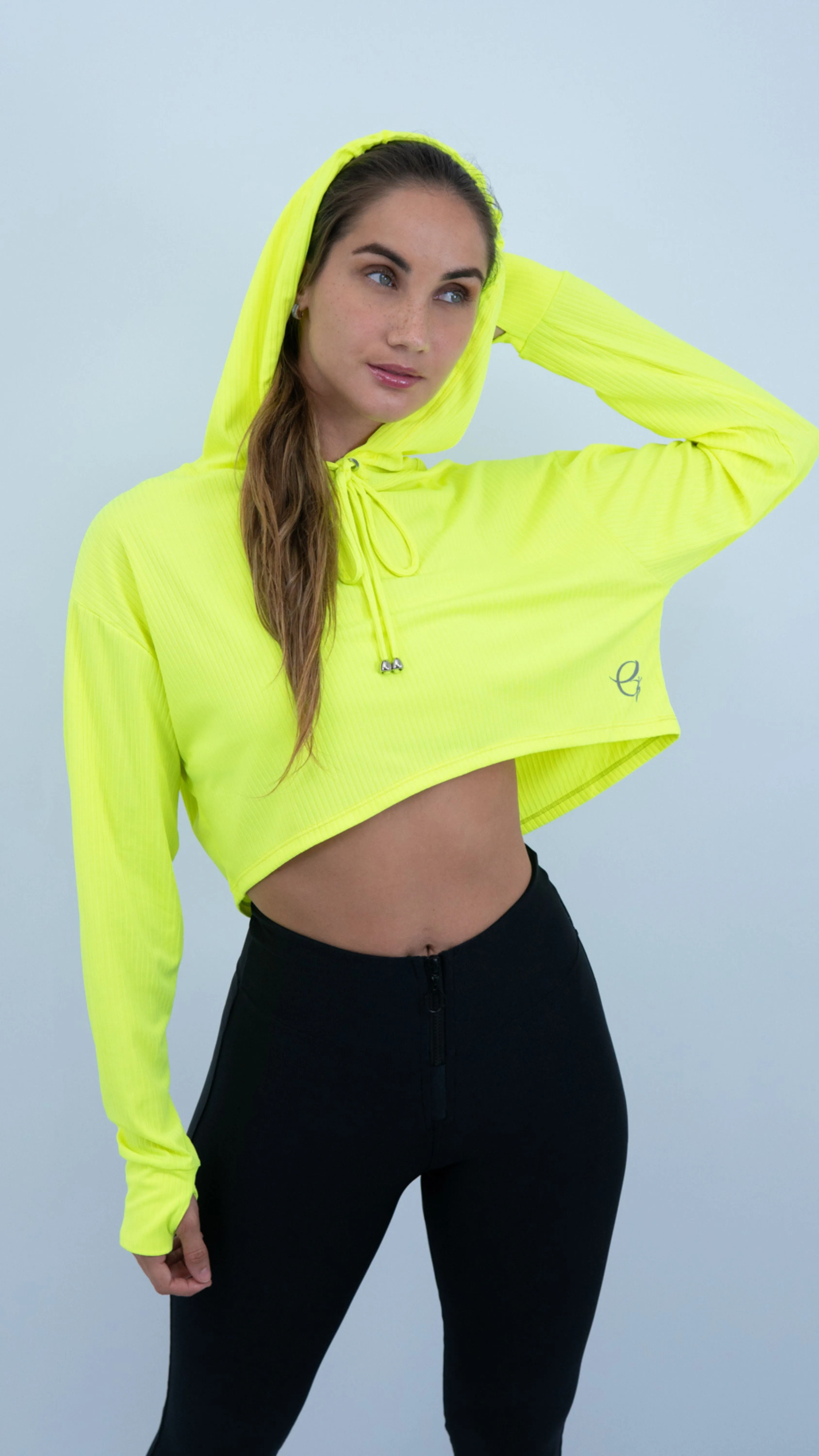 Yellow Neon Ribbed Lizie Hoodie