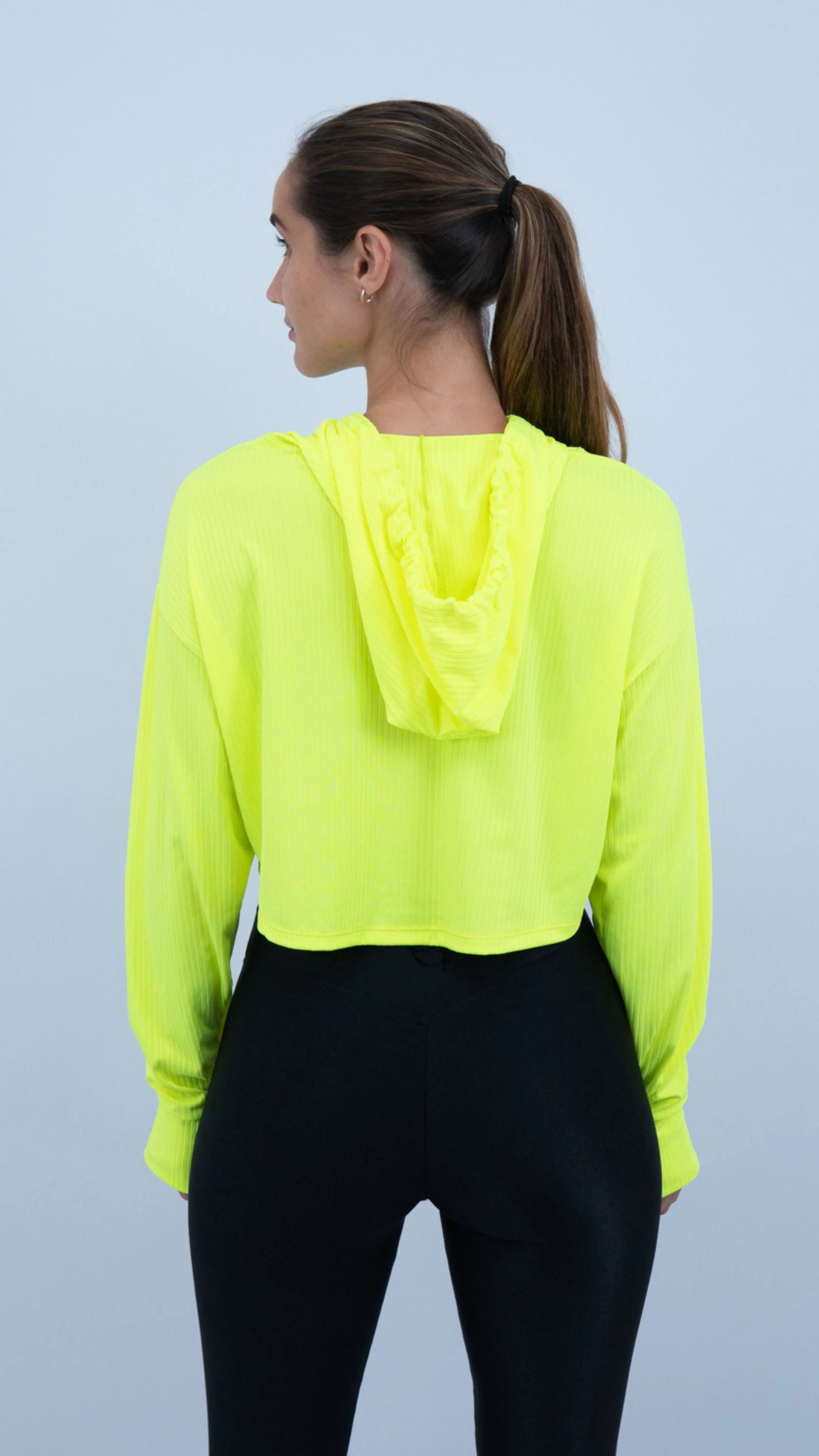 Yellow Neon Ribbed Lizie Hoodie