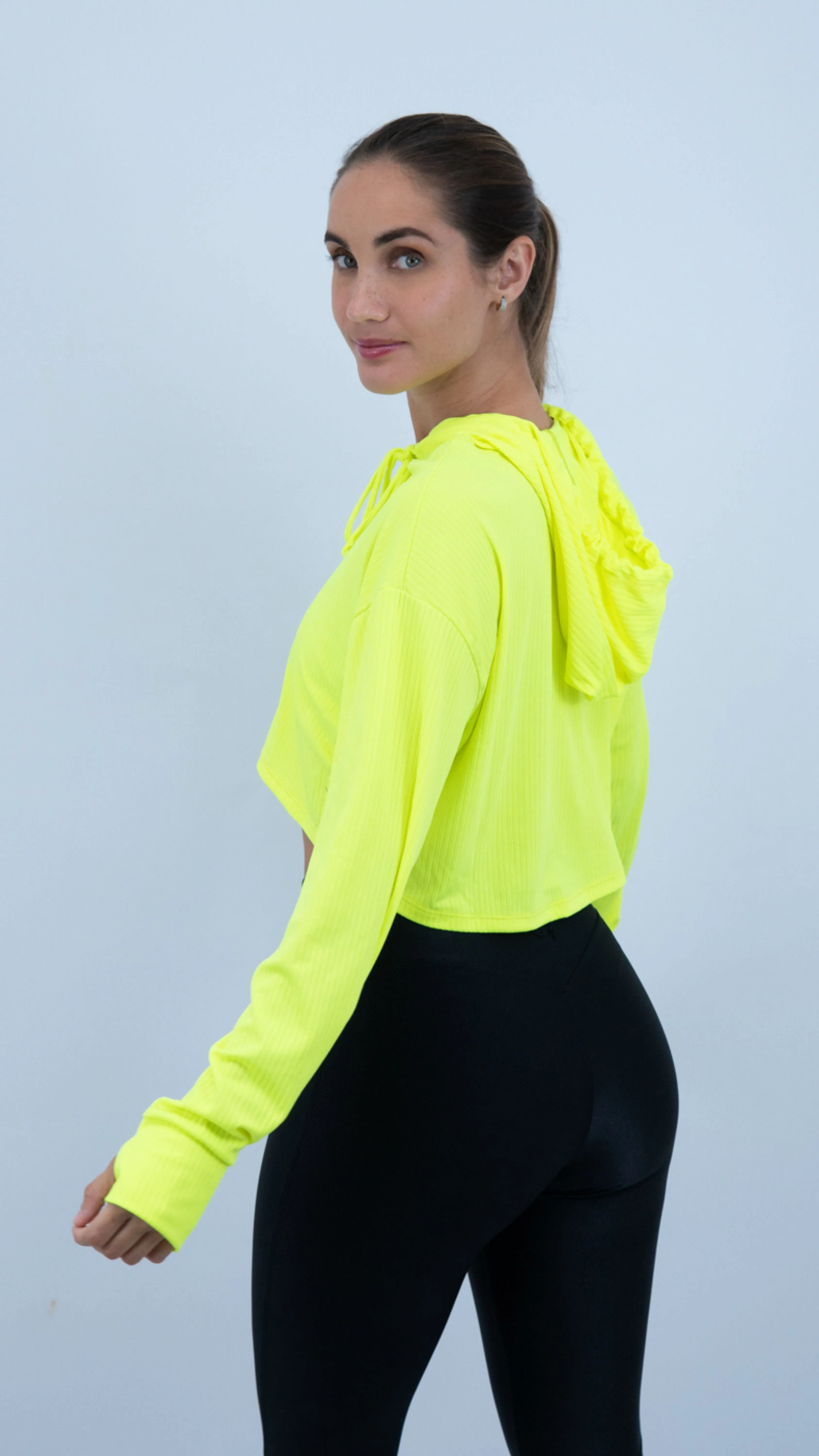 Yellow Neon Ribbed Lizie Hoodie