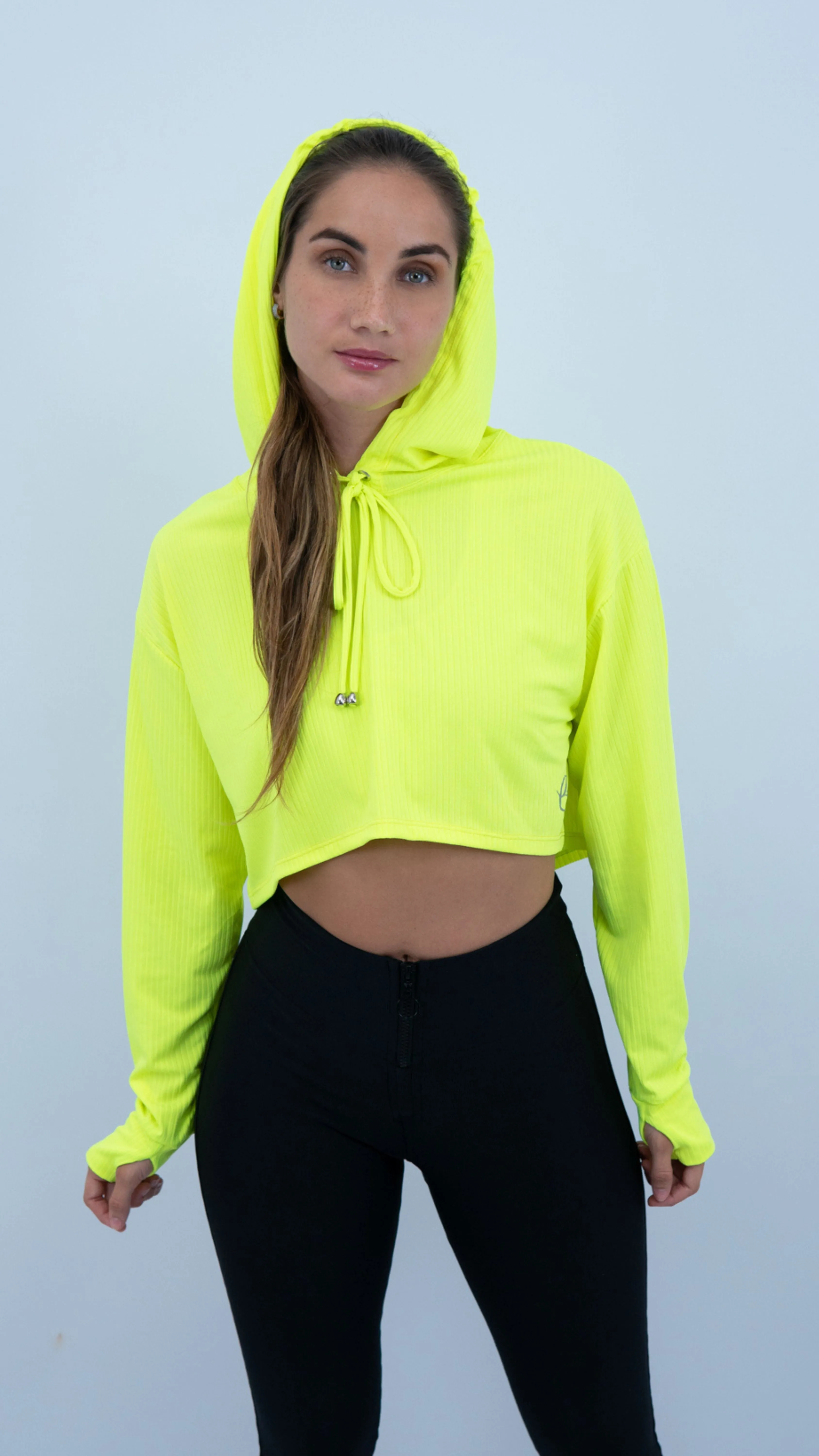 Yellow Neon Ribbed Lizie Hoodie