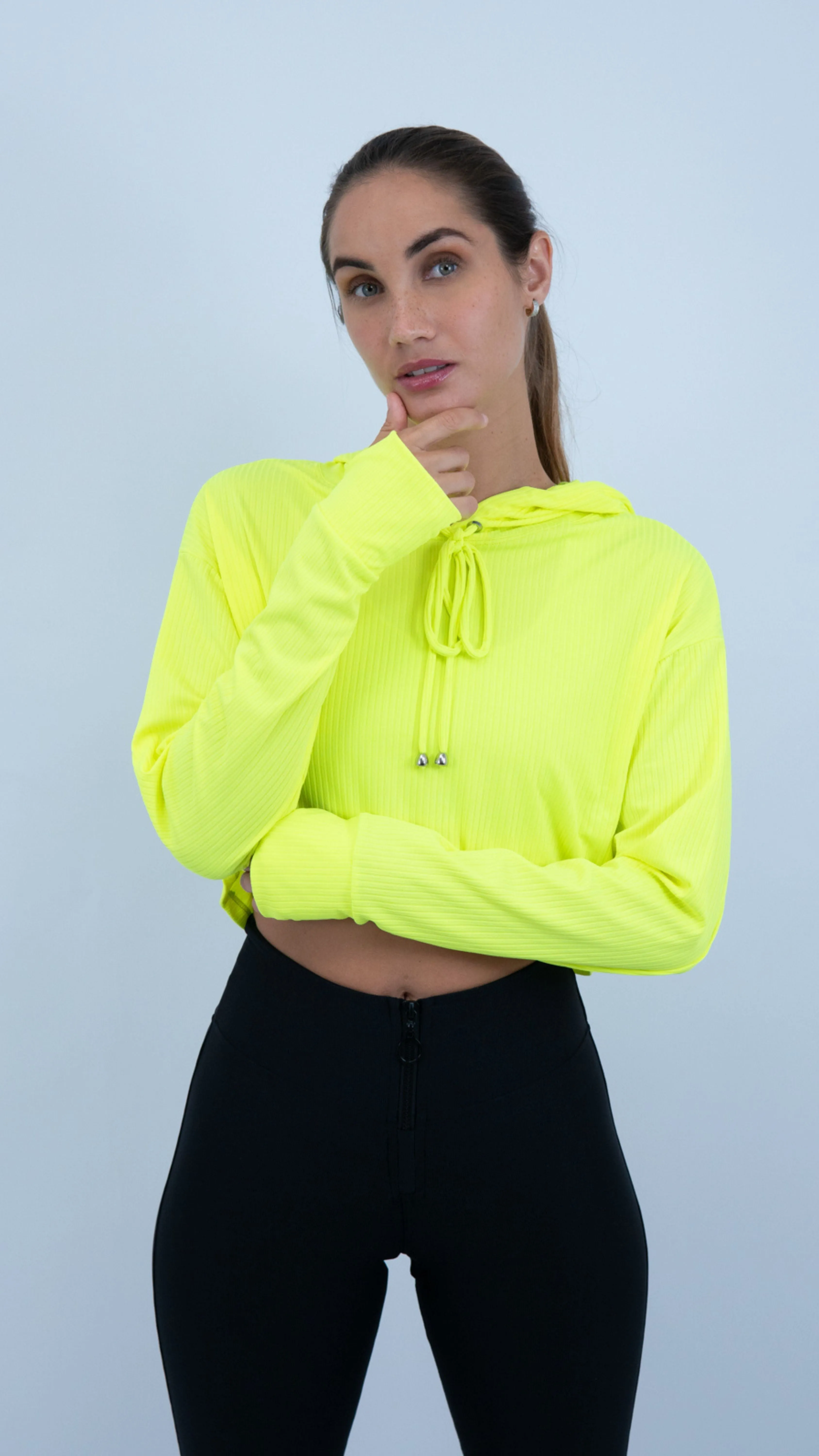 Yellow Neon Ribbed Lizie Hoodie