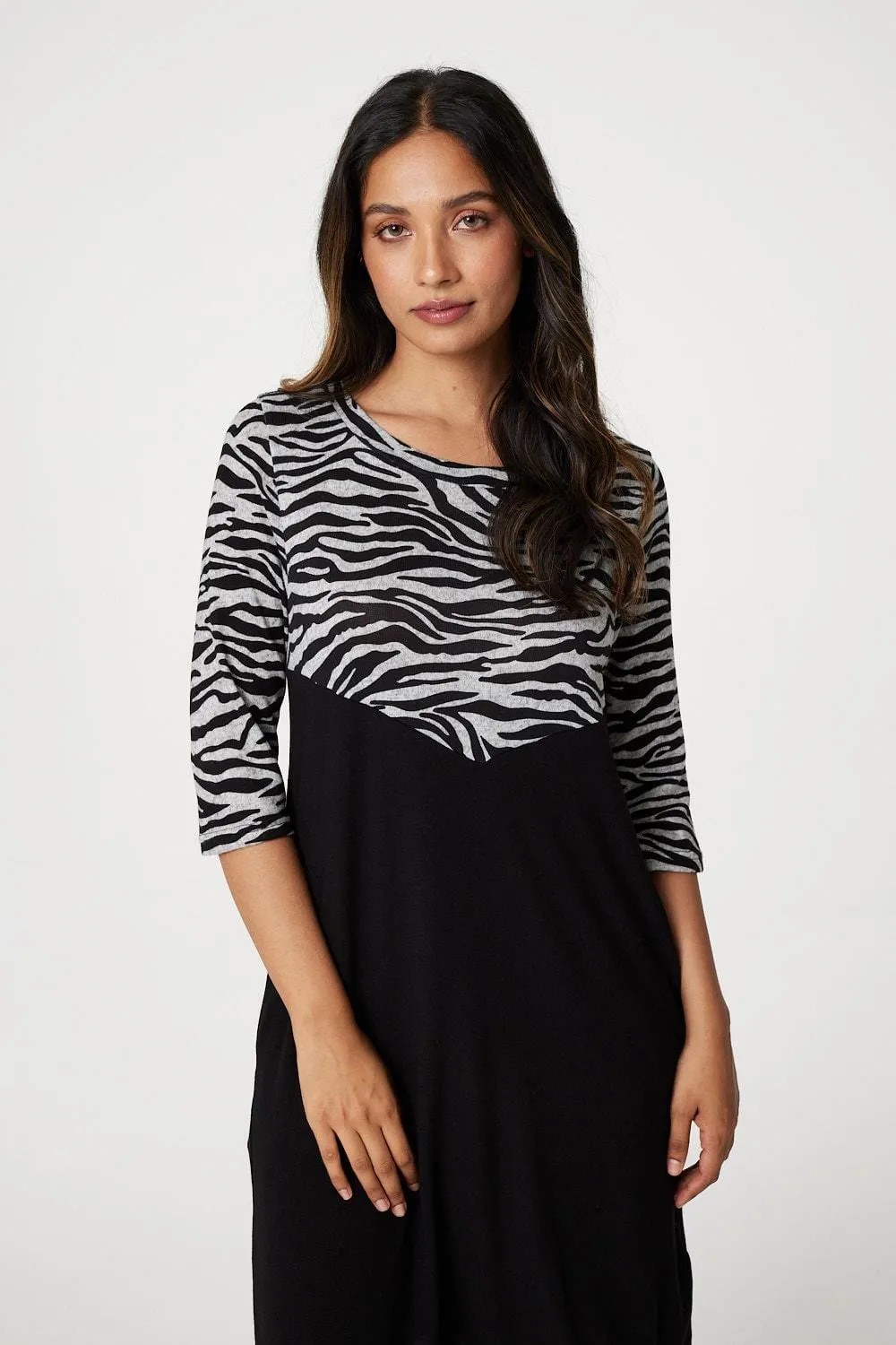 Zebra Colour Block Mini Dress