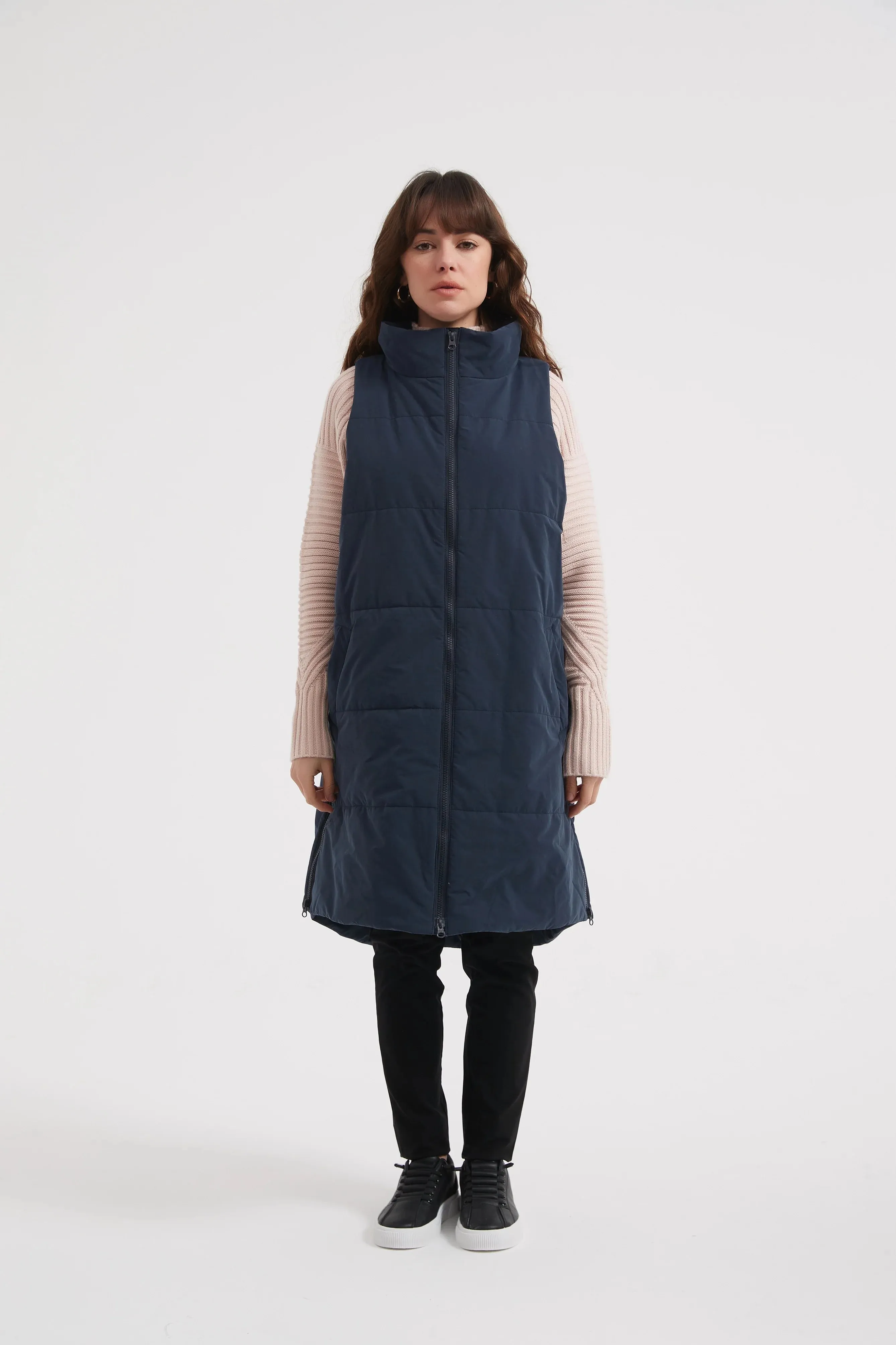 Zip Hem Puffer Vest | Navy